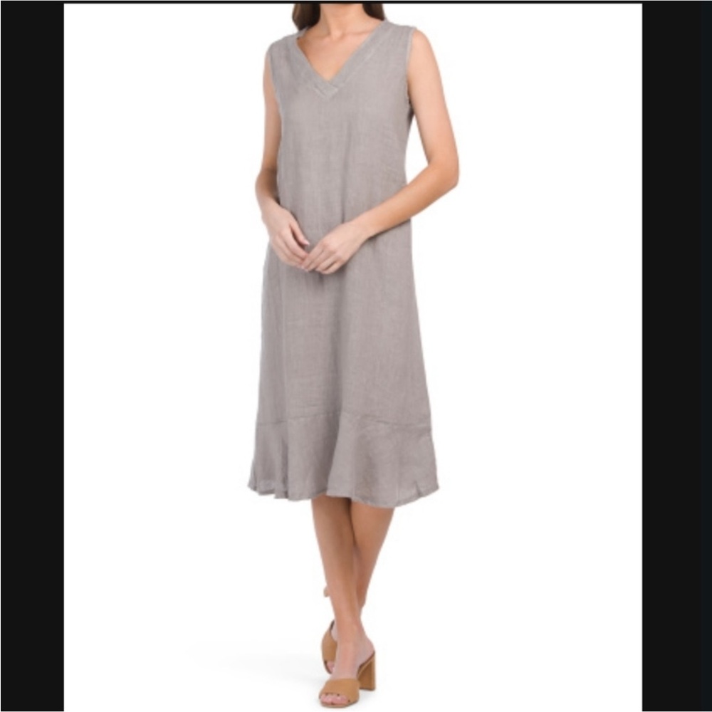 Francesca Bettini Made In Italy Linen Midi Dress Size L